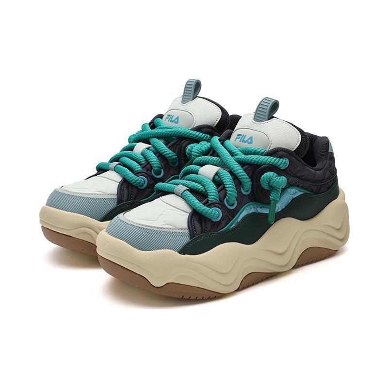 FILA Brook LV Fabric Synthetic Leather Comfortable Durable Breathable Low-Top Casual Shoes Men sneaker Blue Green F12M341202FCF