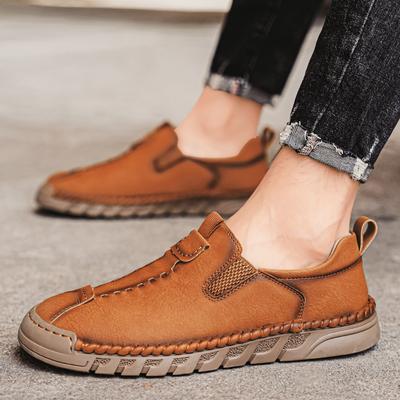 Men Breathable Casual Leather Slip Shoes Comfort Slip-on Loafers Soft Penny Loafer for Men Lightweight Driving Boat Shoes Men