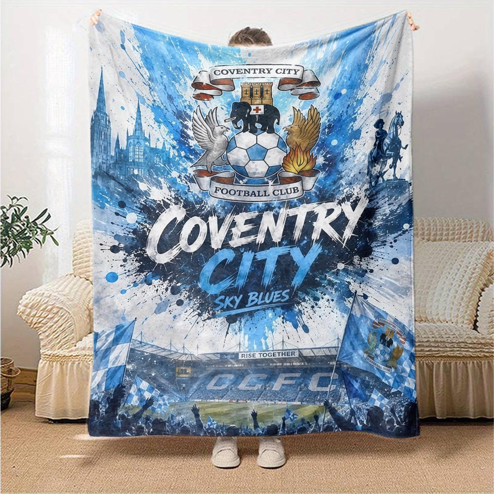 Coventry City FC Splash Art Club Abzeichen Stadion Druck Flanelldecke Weiche Warme Überwurfdecke für Sofa Bett Wohnzimmer