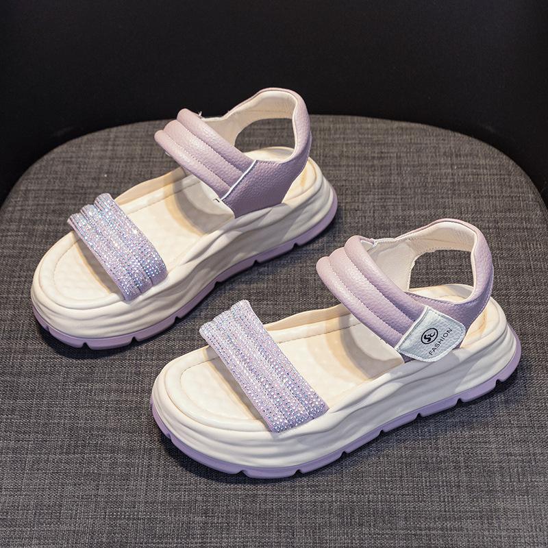 Thick sole height increase 2025 new summer sandals women's Xiaobai breathable versatile leisure sports popular beach sandals