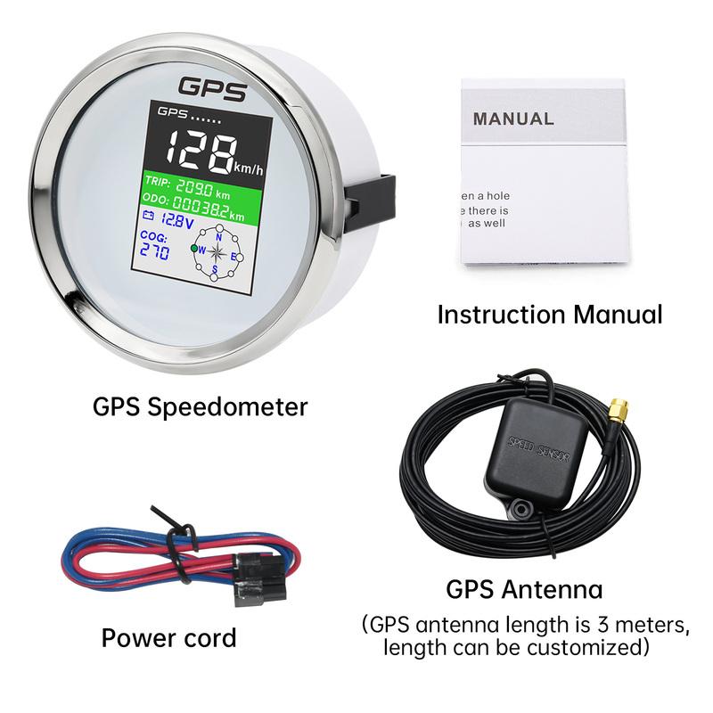 85mm Waterproof TFT Screen Digital GPS Speedometer Gauge MPH Knots Km/h Adjusted GPS Antenna for Boat Car Motorcycle Odometer