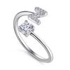 26 English A-Z Letters 925 Sterling Silver Ring Female Diamond Zircon Opening Adjustable Index Finger Ring Tail Ring