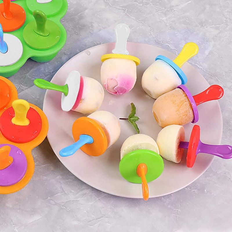 7 Holes Ice Cream Ball Maker Popsicles Molds DIY Ice Cream Silicone Mold Baby Fruit Shake Home Kitchen Accessories Tool