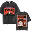 Japanisches Tokio Tokio Kultur Druck Gewaschenes T-Shirt Lustige Mode Vintage Herren Damen T-Shirts Baumwolle Lässig Locker T-Shirts Streetwear