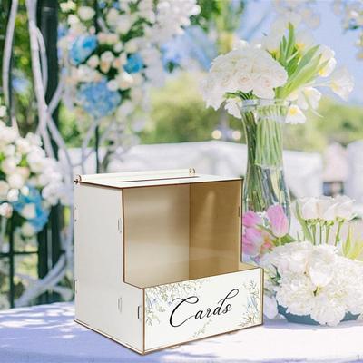 Wooden Wedding Card Box Elegant Decorative Money for Party Anniversary