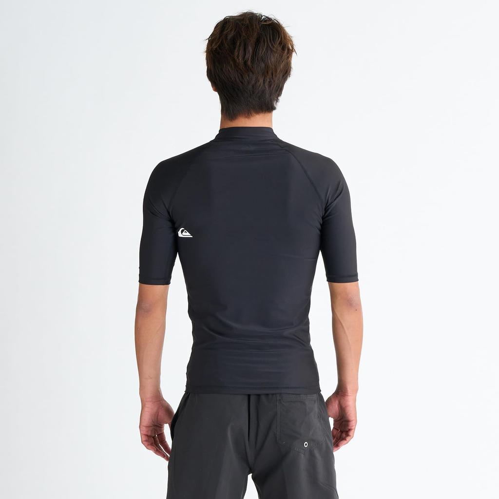 Quiksilver UPF 50+ High Neck Short Sleeve Rash Guard with Mountain Wave Logo