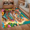 Bohemian Area Rug Bohemian Cat Floral Bold Colors Non Slip Washable for Living Room Bedroom Bohemian Decor