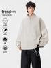Men's Plus Size Heavyweight Fleece Half-Zip Hoodie - Casual Loose Long Sleeve for Spring, Autumn, Winter
