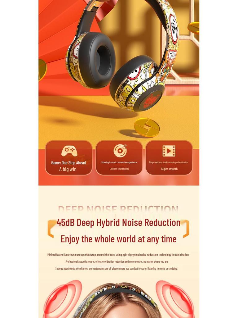 Guochao Graffiti Bluetooth Wireless Over-Ear Gaming Headphones - New Design Bestseller.