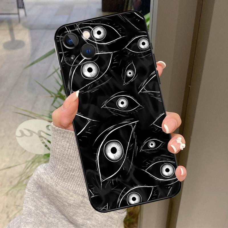 Scary Face Eyes Case For iPhone 17 Pro Max 16 14 13 12 11 15 Pro Max Plus 12 13 Mini 16e 17 Air Back Cover