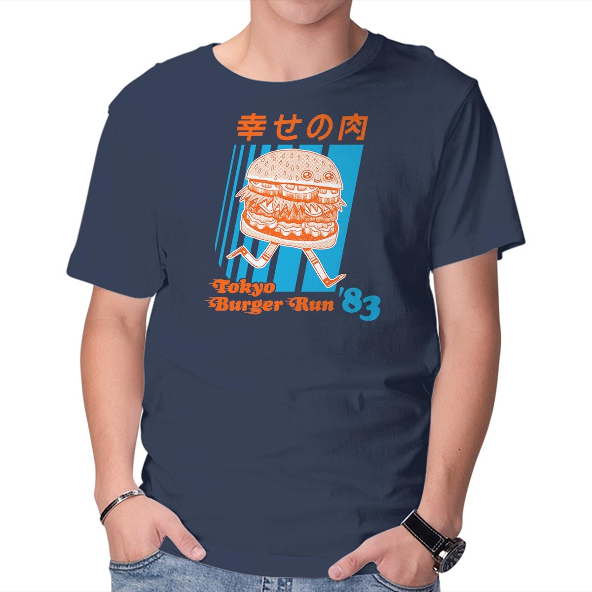 Unisex Crew Neck T-Shirt Tokyo Burger Run Graphic Short Sleeve Casual Tee M