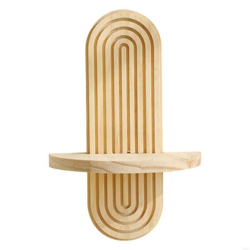 Artistic Wooden Shelf for Unique Home Decoration Practical Storage Solution X3UC