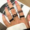 Adjust Hollowed Out Black Elegant Jewelry Feminine Charm Party Ring Set