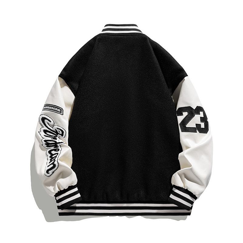 Amerikanischer Herbst und Winter Paare Baseball-Uniform Herren PU-Leder-Patchwork Lässige Herrenjacke Trendige Marke