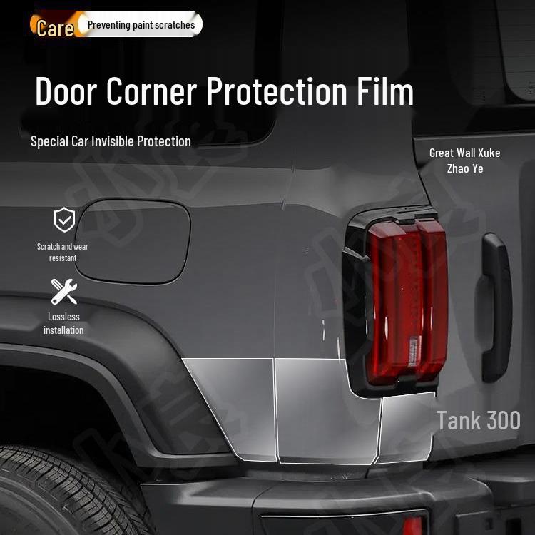 Tank 300 Door Corner TPU Protection Film - Transparent, Anti-Scratch, Custom Fit for Triangle Area