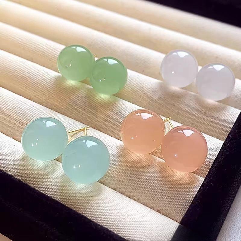 Cute Romantic Multicolour Resin Ball Stud Earrings for Women Charm Fashion Summer Holiday Piercing Jewelry Korea Earrings Gift