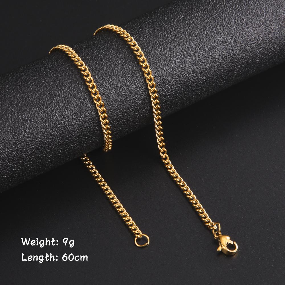 Skyrim Fashion 60cm Long Box Chain Necklace Men Stainless Steel Black Gold Color Link Chains Basic Punk Zircon Wholesale