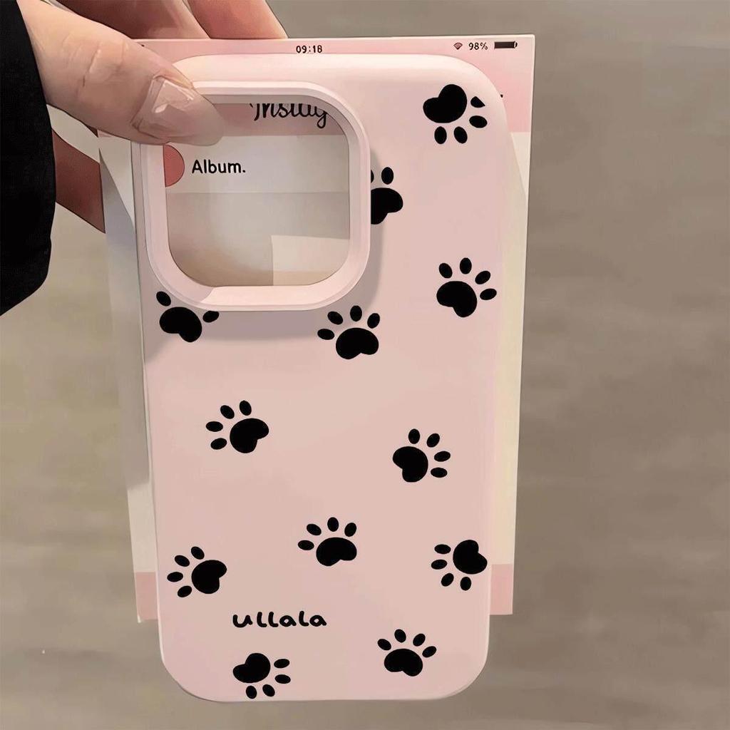 Dog Paw Print Drop-Proof Case for iPhone 14P/15/16Pro Max/17Pro - Imitation Liquid Design