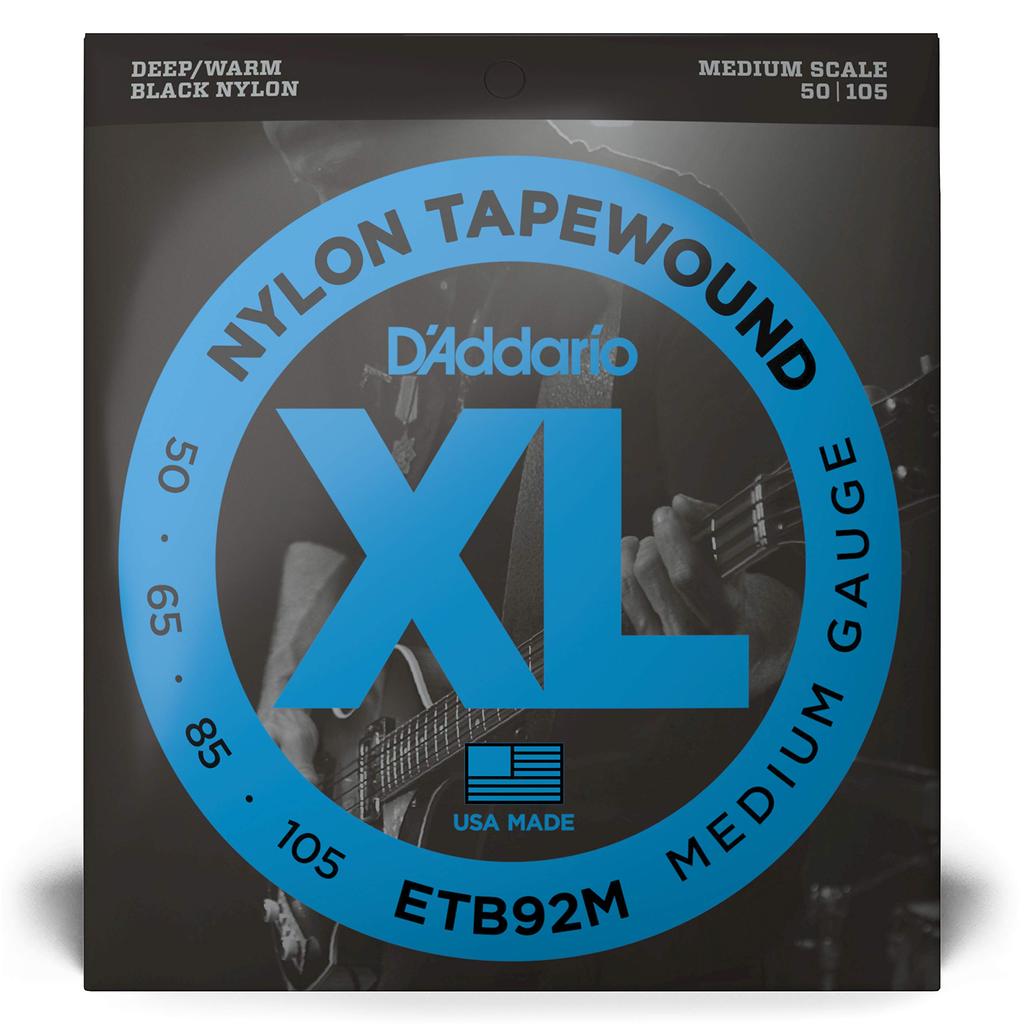 D'Addario Bass Strings Black Nylon Wound Medium .050-.105 ETB92M Official Japan Version