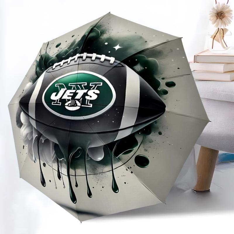 Printed New York Jets logo Folding Umbrella,Outdoor,Leisure,And Travel Umbrella,Durable Umbrella Fabric,Birthday And Holiday Gift