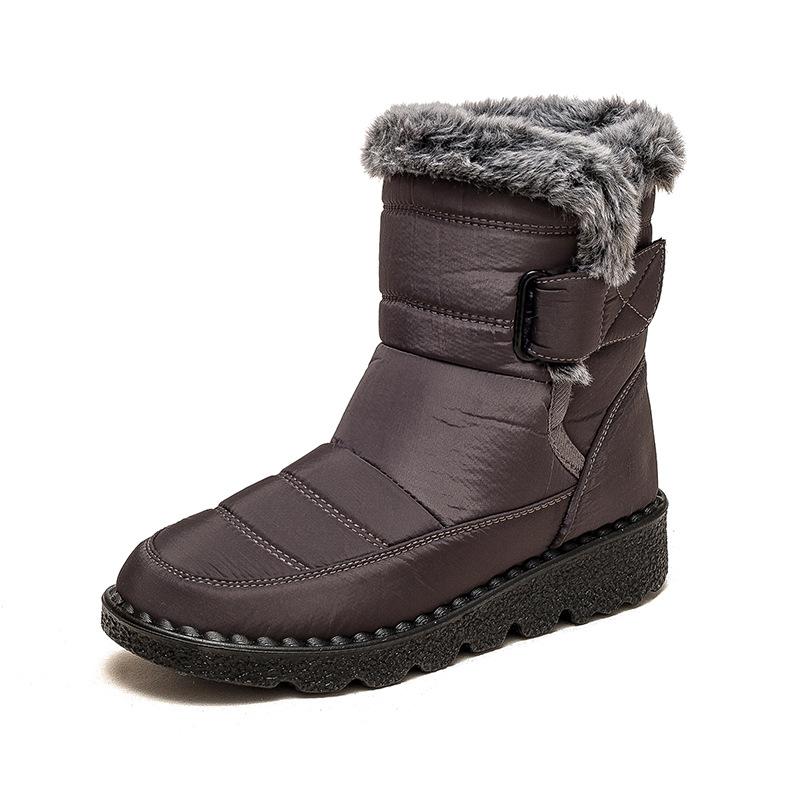 Damen Winter-Schneestiefel mit Kunstpelzfutter, rutschfeste Outdoor-Stiefeletten, wasserdichte, mit Fleece gefütterte kurze Stiefeletten, lässige warme High-Top-Schuhe für Damen