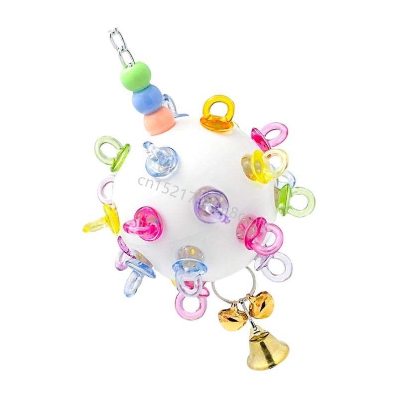 Safe Bird Chew Toy Hanging Teething Ball With Bells For Parrots Boredom Reduce 6XDE