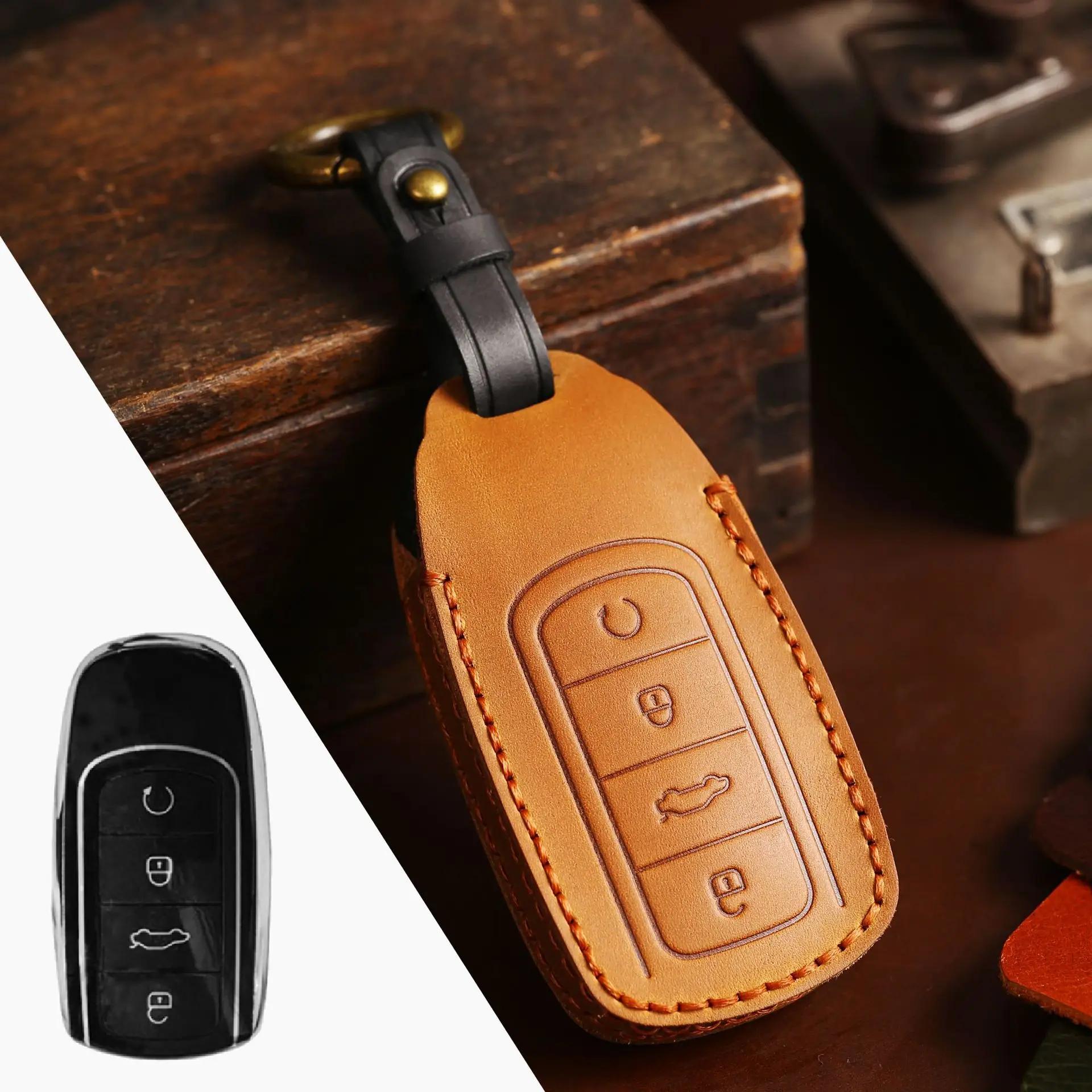 

for Chery Tiggo 7/8 Pro 8 PLUS Arrizo 5 remote Leather Case Accessories Car Key Fob Cover Protector Holder Shell Bag Keychain коричневый