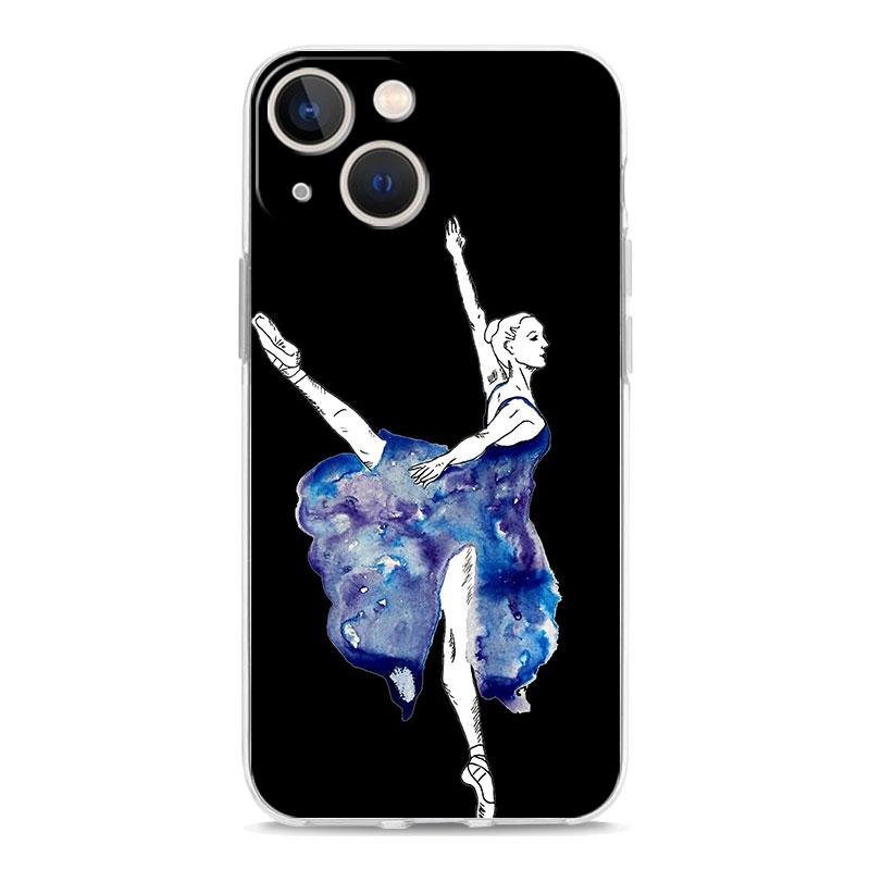 Simple Swan Dance Ballet Luxury Phone Case For iPhone 15 16 14 13 12 11 Pro Max XS X XR SE 7 8 Plus TPU Clear Lens Protect Cover