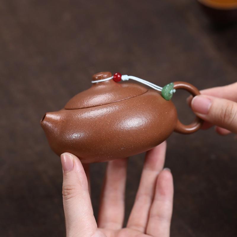 

150ml Exquisite Yixing Purple Clay Teapots Handmade Flat Xish Pot Raw Ore Gold Downhill Mud Tea Maker Kettle Zisha Tea Set Craft