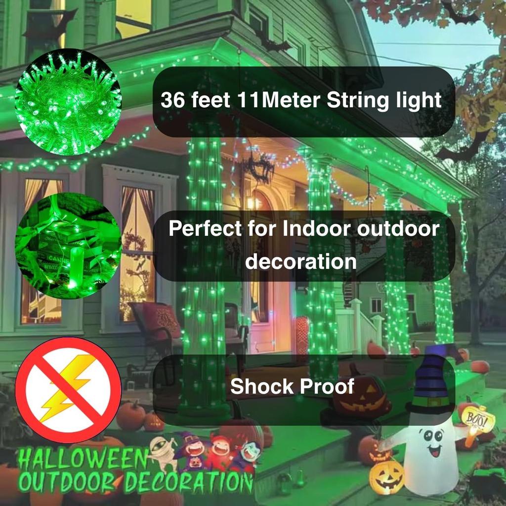 LED Pixel String Light 36 Ft | 360° Glowing Copper Wire Lights for Home, Diwali & Christmas Decoration | Bright Green | Pack of 1