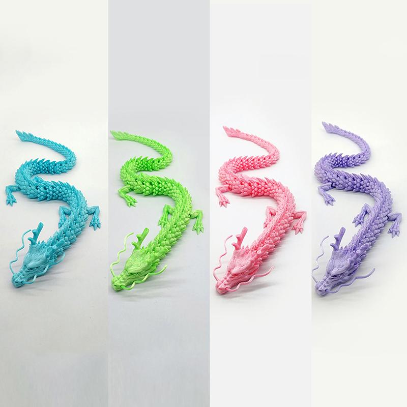 1PC 30/40CM Fish Tank Landscaping Decoration Collection Ornament Movable Jointed Dragon Statue 3D Printed Flexible Realistic