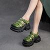 Johnature Round Toe Woven Breathable Hollow-out Thick Soled Sandals Casual Versatile Women's Platform Shoes