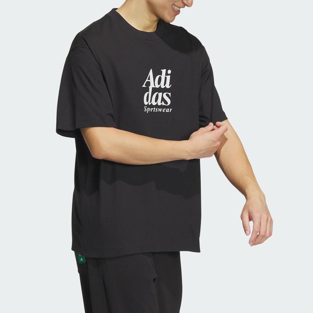 Adidas Graphic Print Loose Breathable Round Neck Short Sleeve T-Shirt Unisex Tops Black IT3925