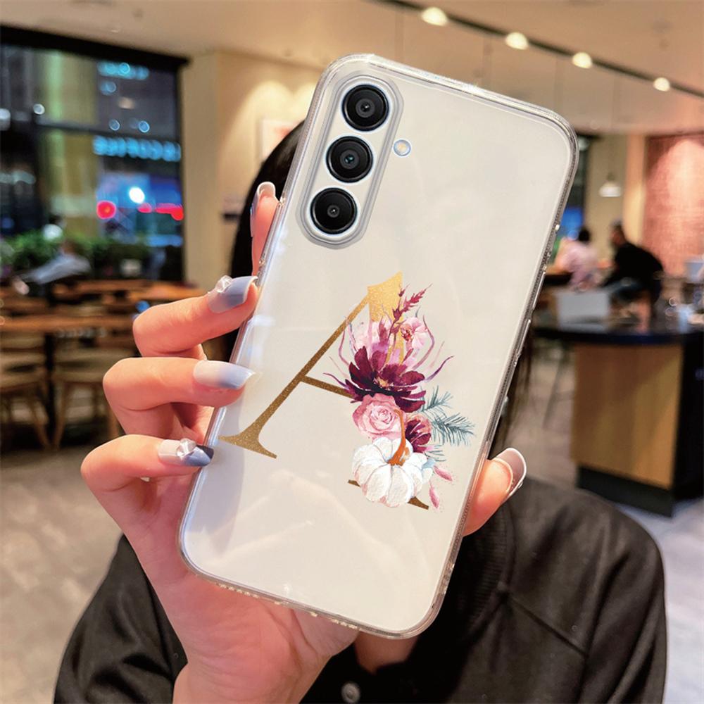 

Прозрачный чехол для телефона Цветы Золотая Роза Буквы Для Samsung Galaxy A55 A15 A25 A35 A07 A17 A06 A37 A57 Силиконовый Прозрачный Чехол Samsung A15
