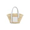 Bolso Cesta en Hoja de Palma y Piel de Ternera Pequeño Natural/Blanco A223S93X04-2163