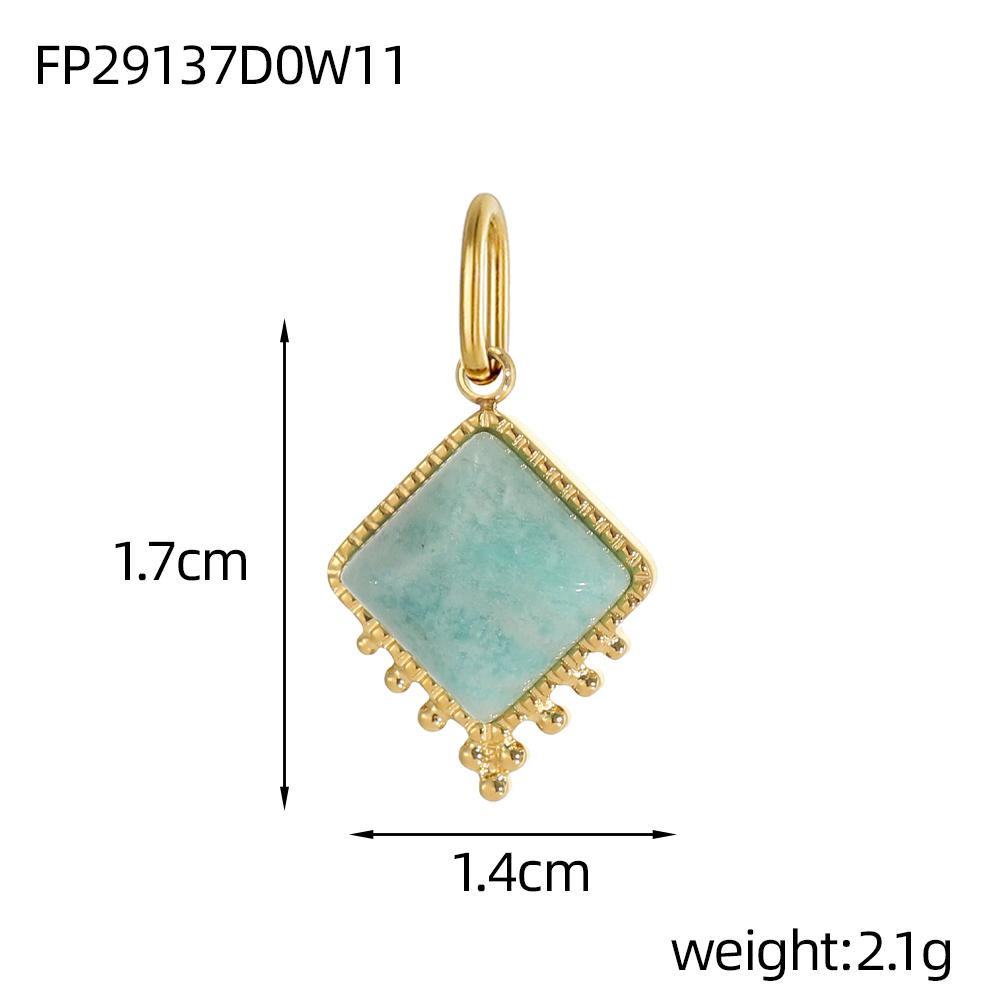 CARLIDANA Stainless Steel Colorful Natural Stone Charm Square Shapes Gold Color Pendants Jewelry Making DIY Necklace Accessories