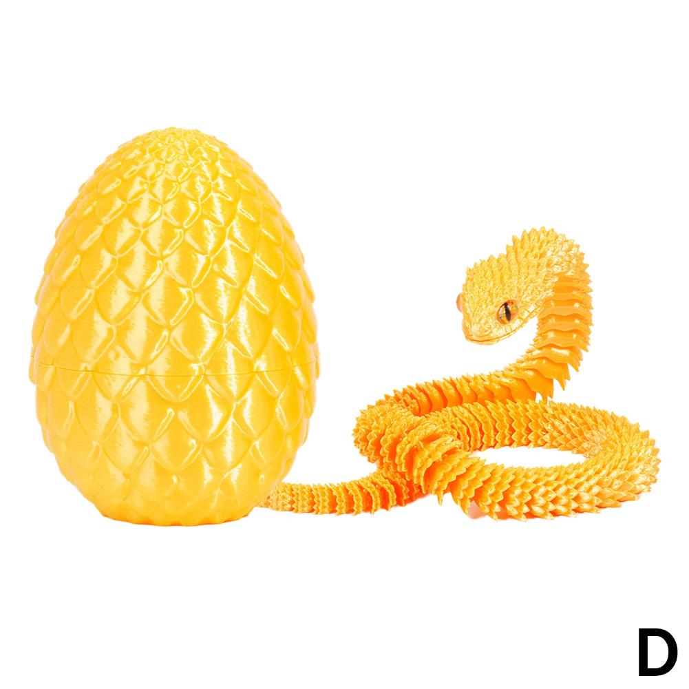 Toys 3D Printed Cool Snake Dragon Egg Multi-joint Novel Easter Hot-selling Gift Present Decompression Children's Desktop Decoration