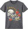 Rock N Roll Skull T Shirt Guitar Roses Vintage Music Graphic Tee Unisexs Unisexs