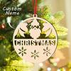 Custom Name Butterfly Wooden Christmas Ornament, Personalized Engraved Laser Cut Round Xmas Tree Hanging Bauble, Hollow Butterfl