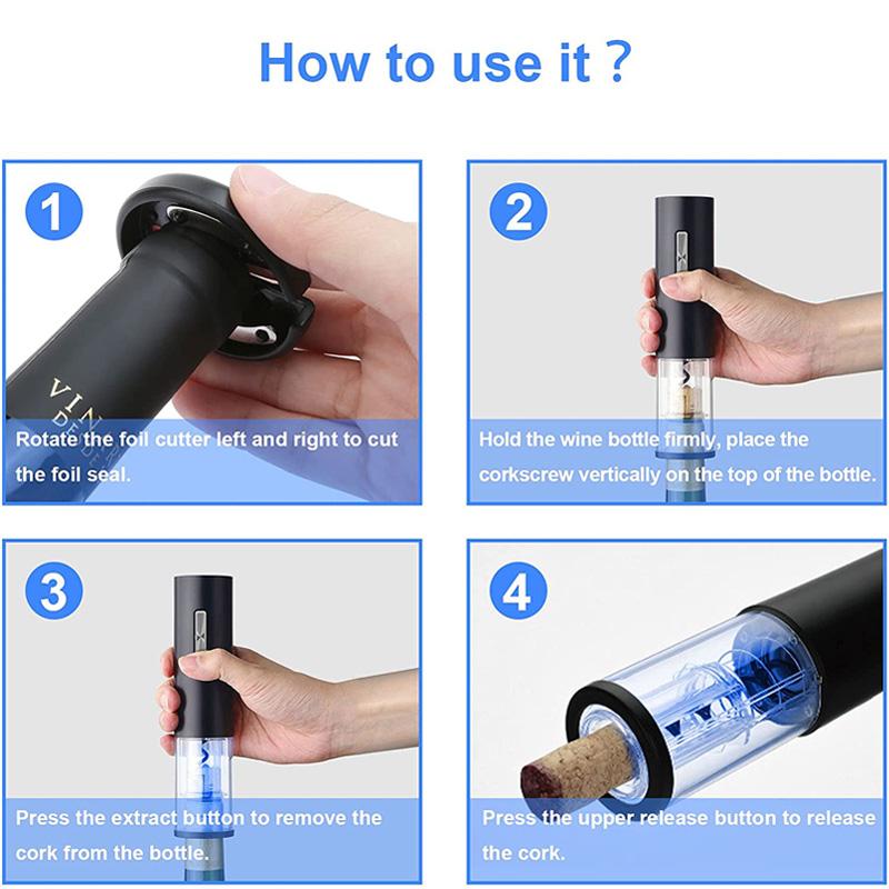 Elektrisches Weinöffner-Set Wiederaufladbares Weinflaschen-Korkenzieher-Entferner-Kit