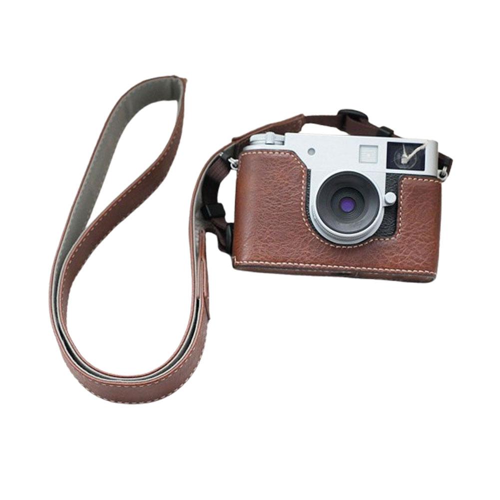 Half Body Leather Camera Bag For Fuji X-half Quick Release Protective Shell Bottom Cover Camera Carrying Bag