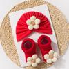 Comfortable Newborn Hat with Socks Sweet Big Flower Toddler Kids Turban  Photo Props