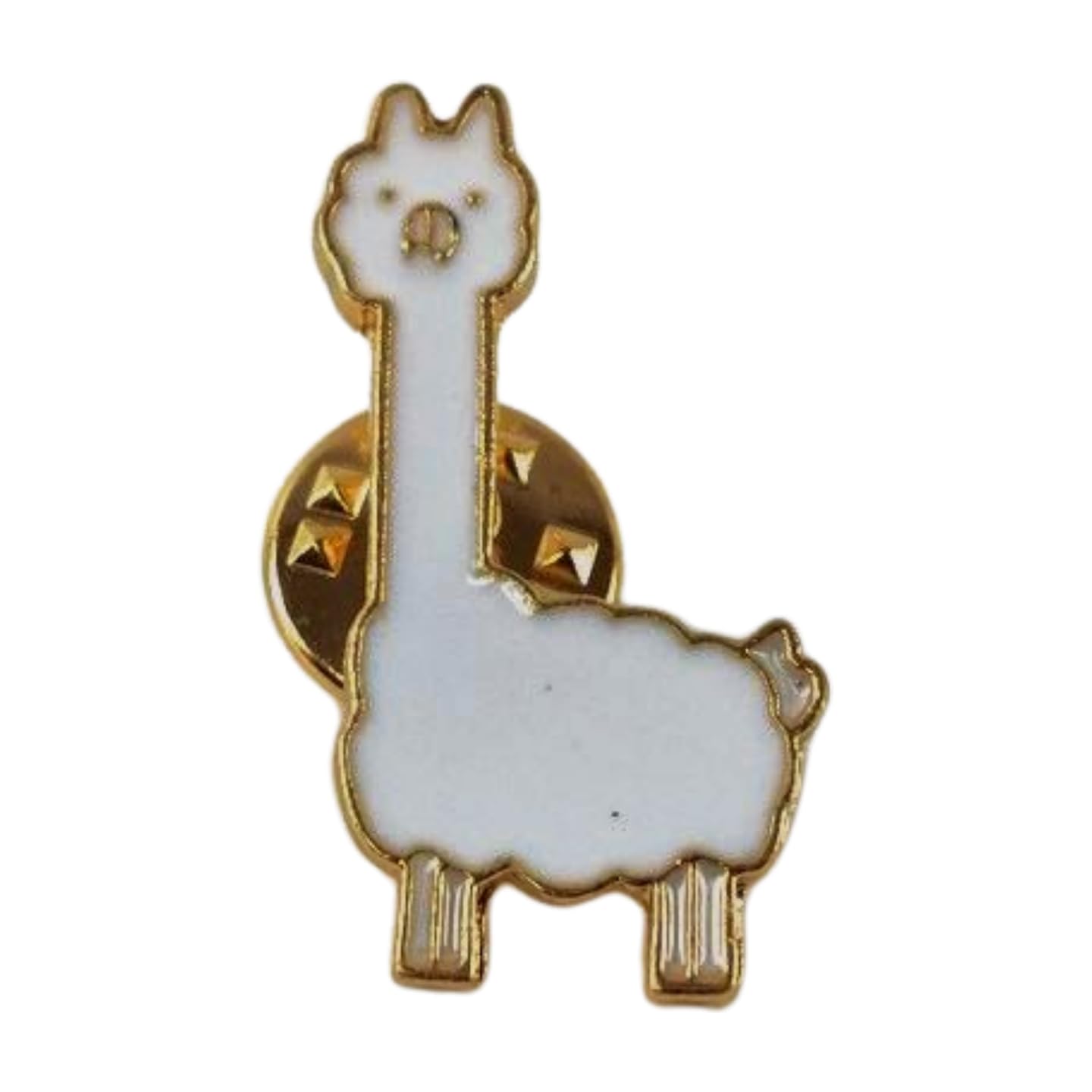 [F NODE] Alpaca Pin Badge, White x Gold, Approx. 3cm x 1.5cm, Animal Motif, Alloy
