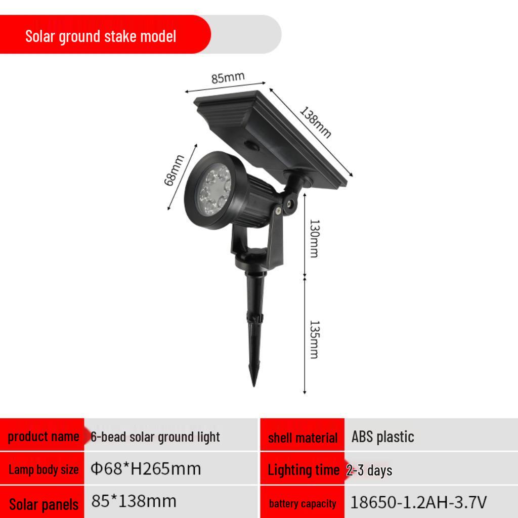 Outdoor Solar-Powered Waterproof High Brightness Lawn and Garden Spotlight