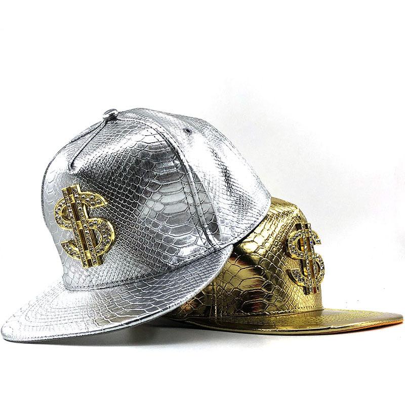 Leather Hat Dollar Label Hat Women's Tide Baseball Hat Men's Alligator Leather Hip Hat Flat Rim Hat Street Dance Hat