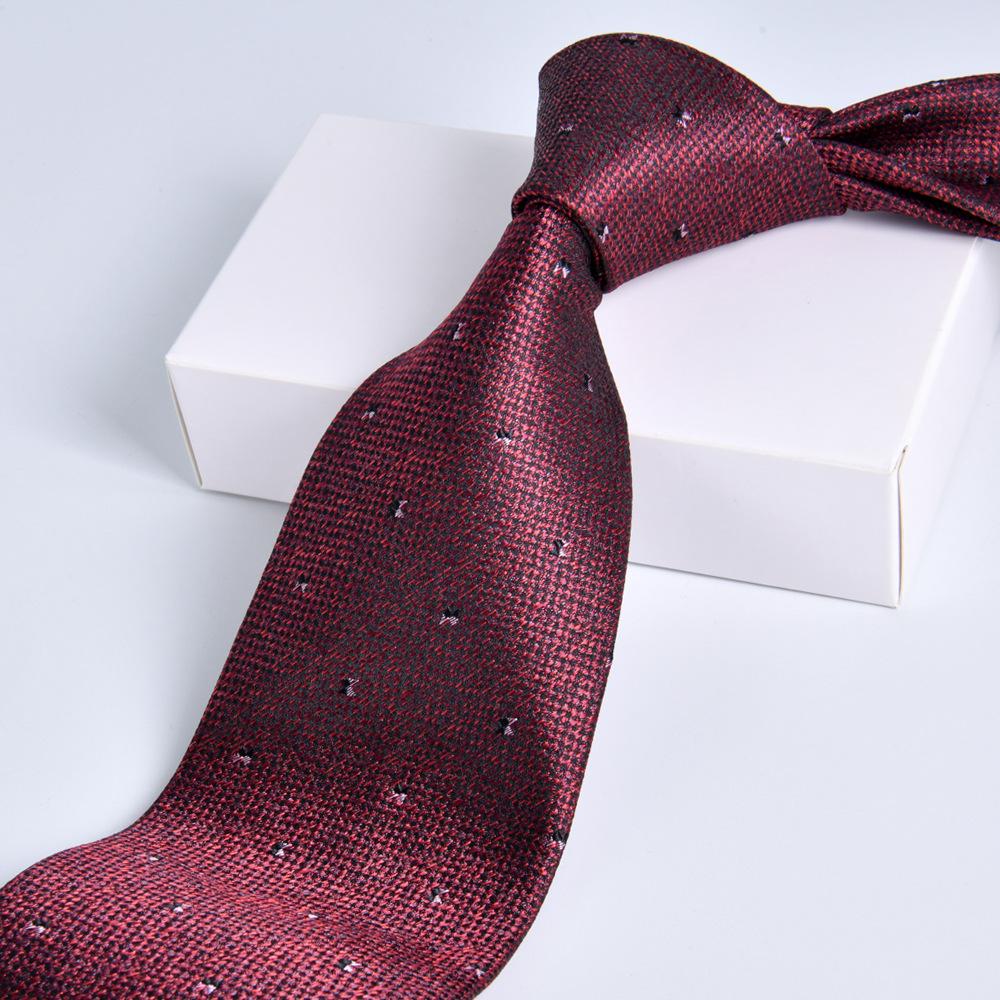 Men's Burgundy Striped Jacquard Formal Business Tie, 8cm Handmade Tie Decoration