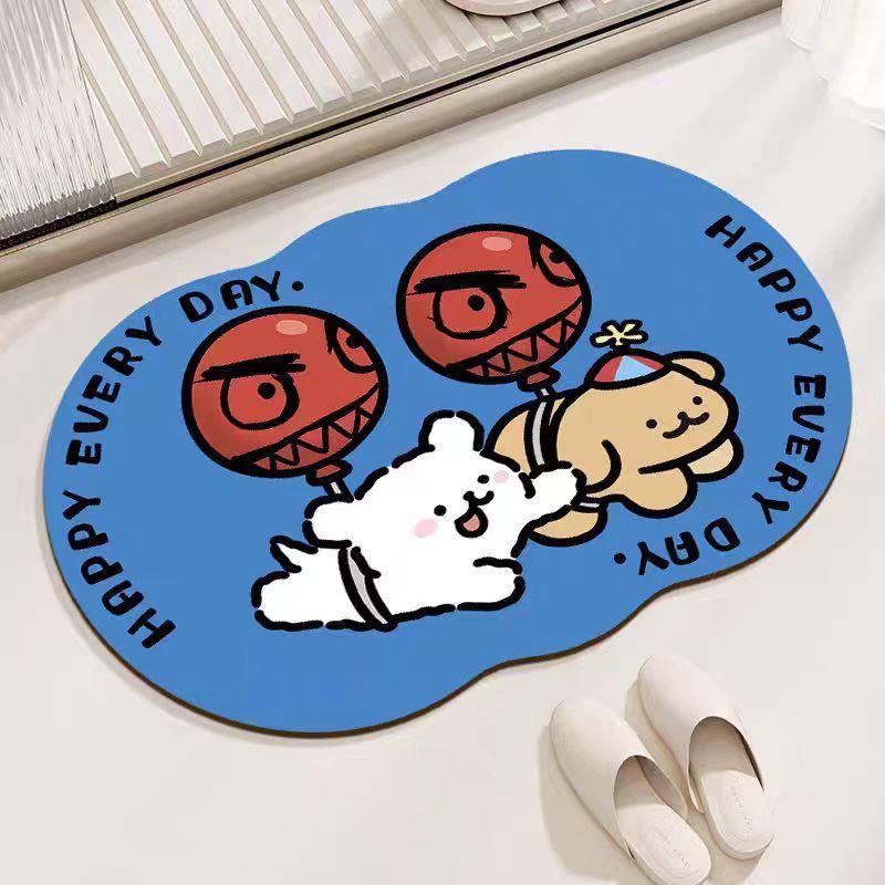 

Коврик для пола в виде мультяшного растения-зомби-щенка в стиле диатомовой грязи, коврик для ванной комнаты, впитывающий коврик для ног, коврик для входной двери 50 * 80Cm