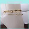 Elegant 3pcs Set Of Timeless Beach-inspired Fishbone Chain Crystal Zircon Anklets