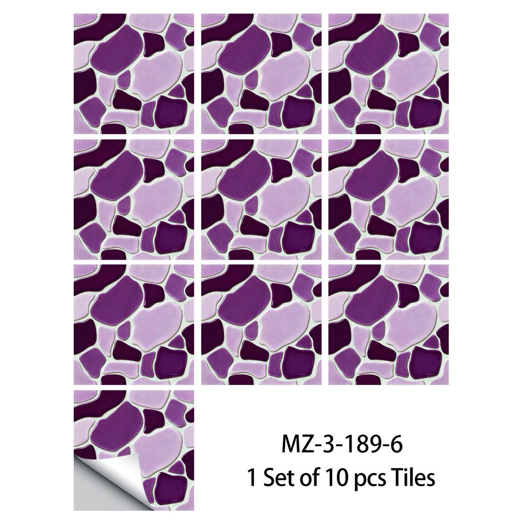 10Pcs  Cobblestone Tile Stickers - Modern Irregular Pebble Design Wall Decals - Waterproof Self-Adhesive PVC Mural for Kitchen Bathroom DIY Decor