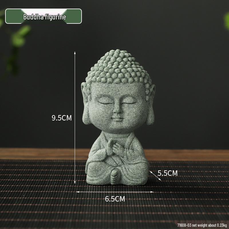 Porcelain Green Sandstone Buddha Ornament for Zen Fish Tank or Bonsai Display